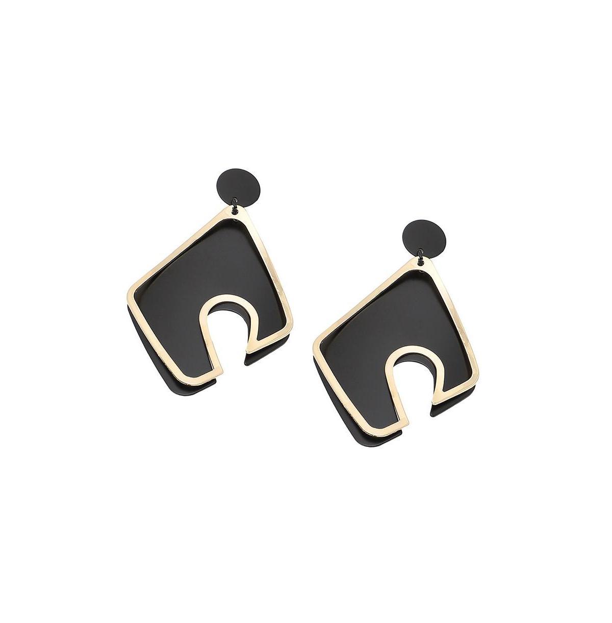 Sohi Womens Black Abstract Drop Earrings Product Image