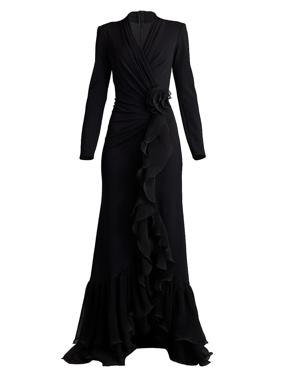 Womens Ruffle-Trimmed Crepe Gown Product Image