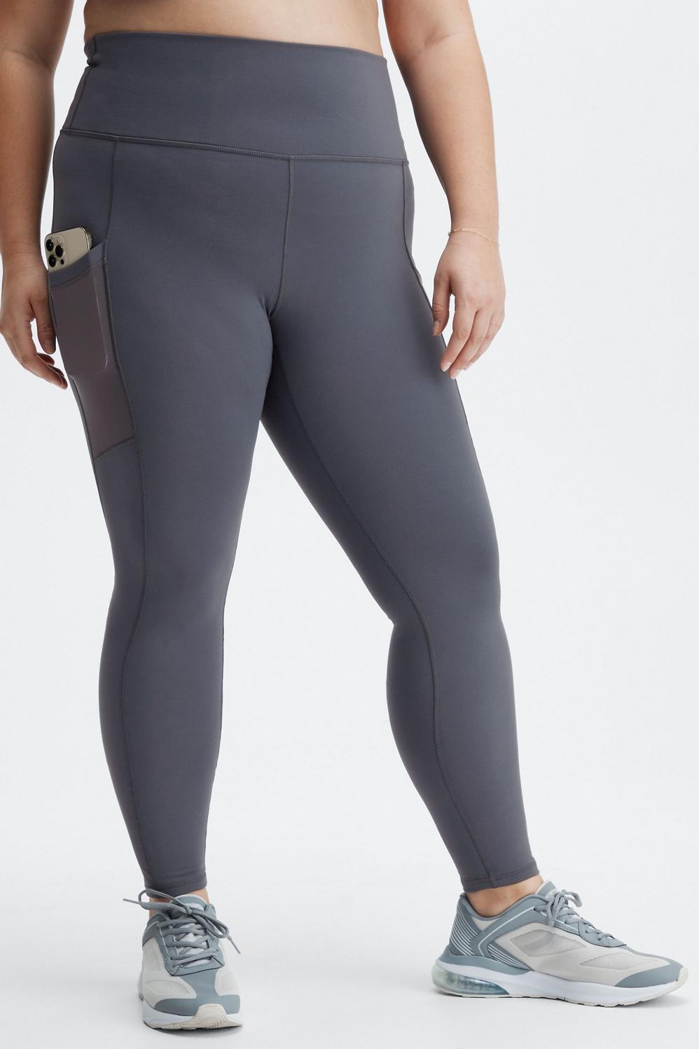 Fabletics On-The-Go High-Waisted Legging Womens Pewter plus Size 4X Product Image