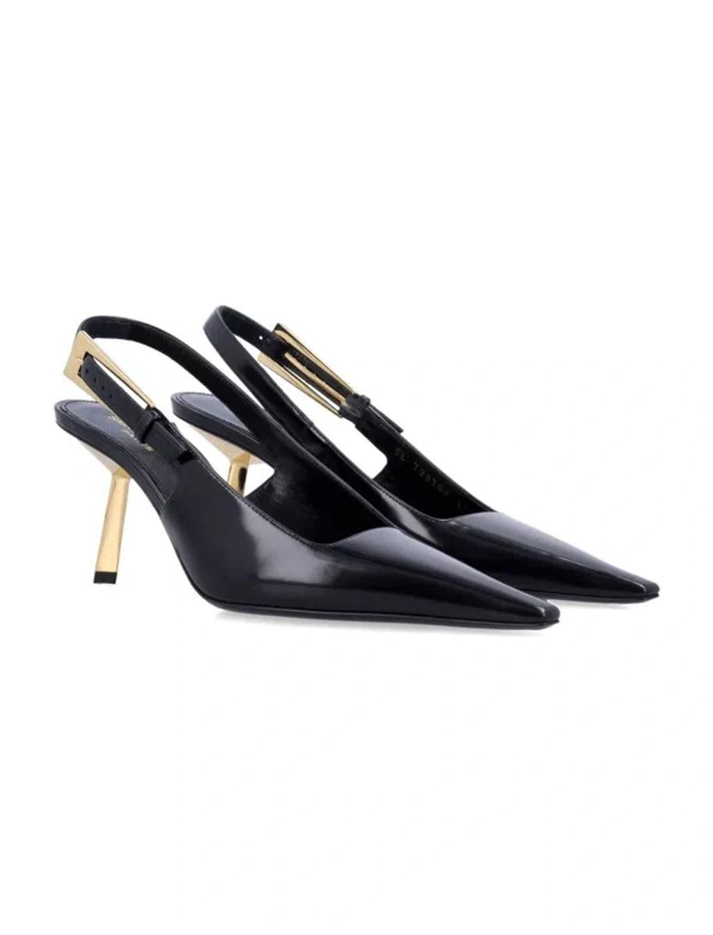 SAINT LAURENT Lee Slingback Buckle Pumps In Black Product Image