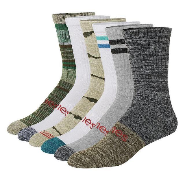 Mens Hanes Originals Ultimate 6-Pack Moisture-Wicking Crew Socks, Mens Green Gray White Product Image