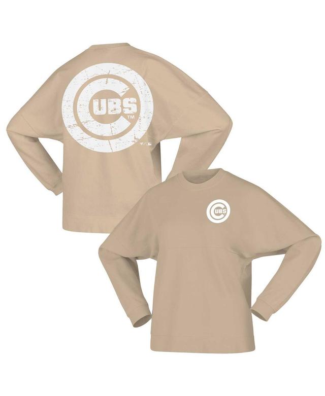 Womens Fanatics Tan Distressed Chicago Cubs Branded Fleece Pullover Sweatshirt Product Image