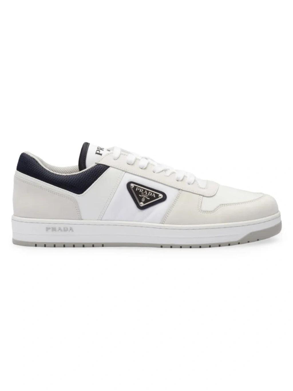 PRADA Downtown Re-nylon Low-top Sneakers In White Blue Product Image