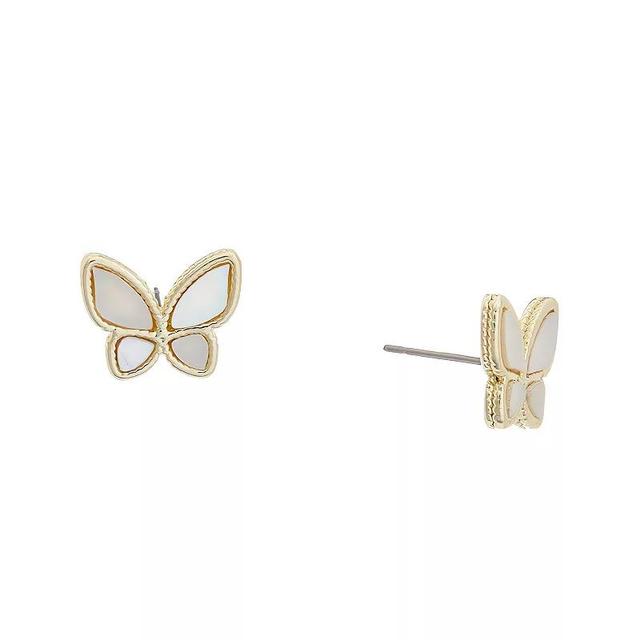 Juvell 18k Gold Plated Mother-of-Pearl Butterfly Stud Earrings, Womens, Gold Tone Product Image