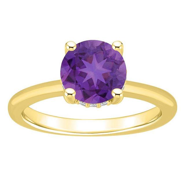 Alyson Layne 14k Gold Round Amethyst & Diamond Accent Ring, Womens Product Image