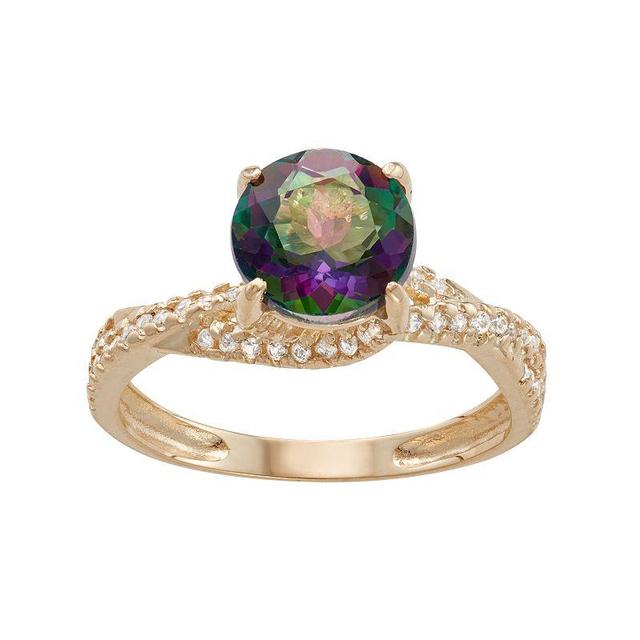 Designs by Gioelli 10k Gold Mystic Topaz & Lab-Created White Sapphire Crisscross Ring, Womens Product Image