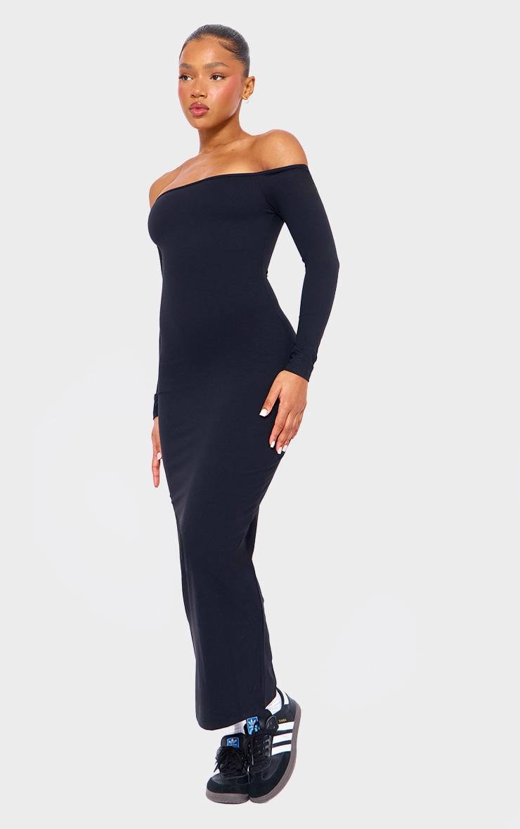 Black Snatched Sculpt Bardot Midaxi Dress Product Image