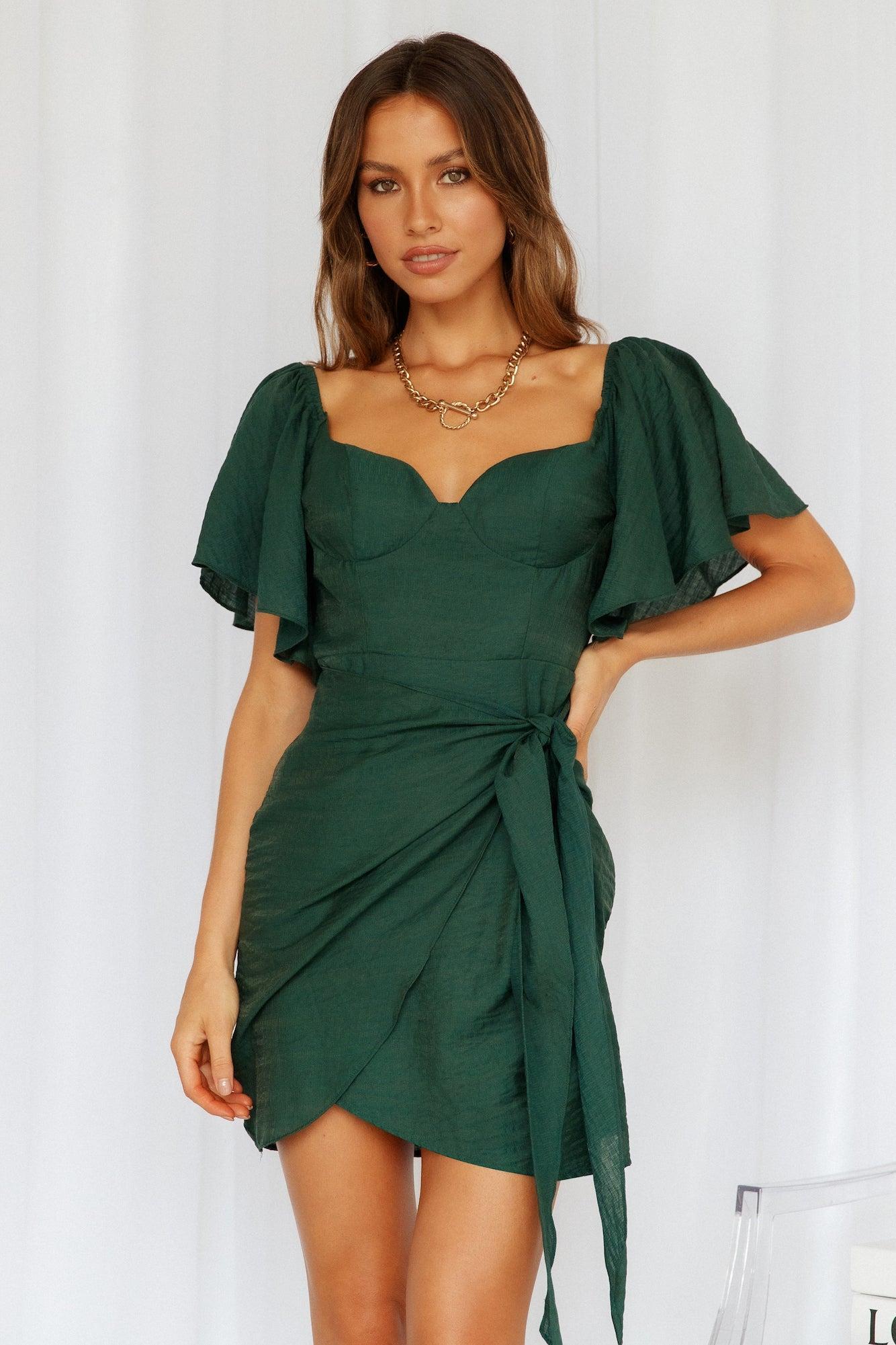 Me Gustas Tu Dress Forest Green Product Image