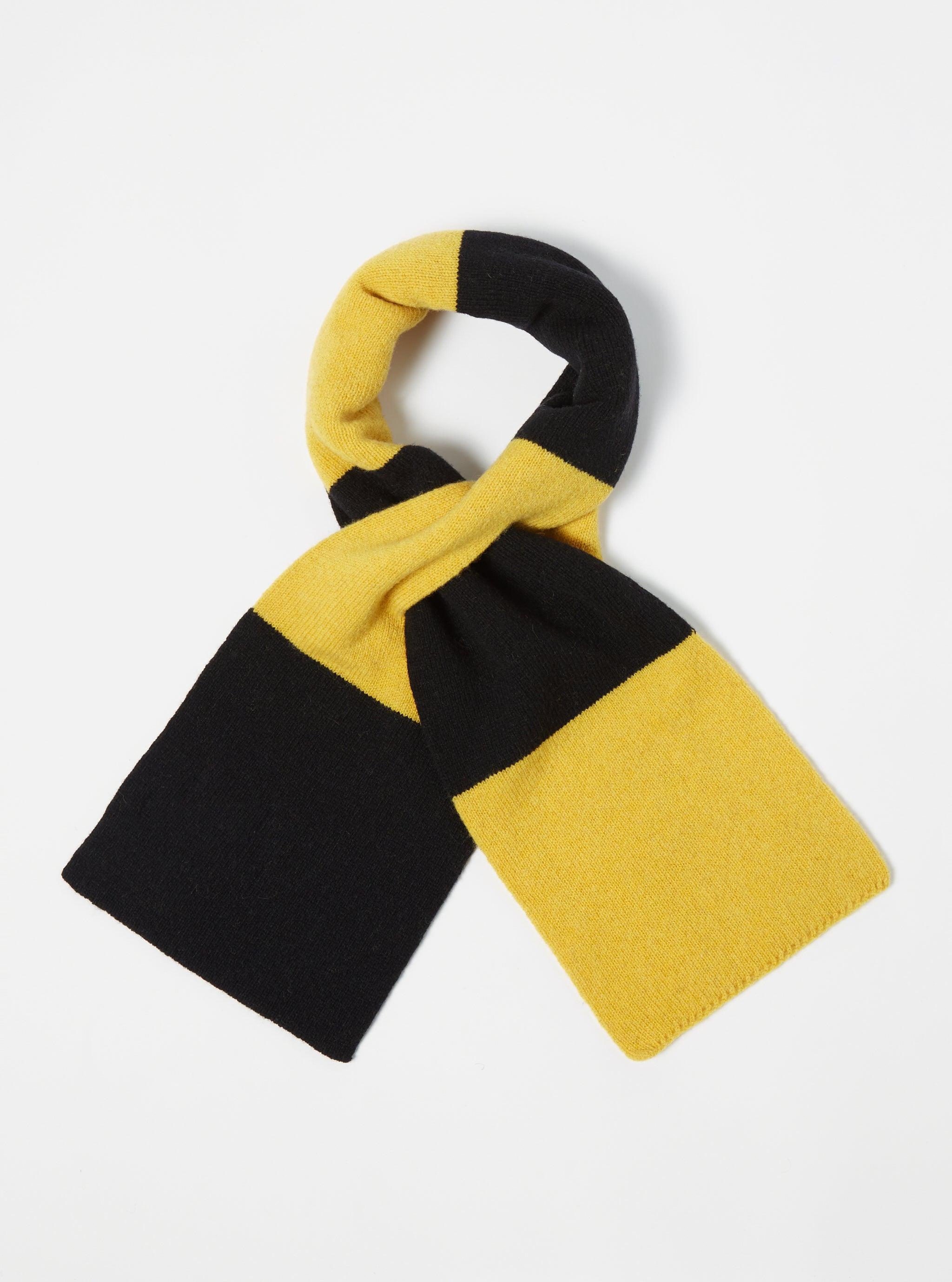 Universal Works Deluxe Football Scarf in Black/Yellow Soft Wool Product Image