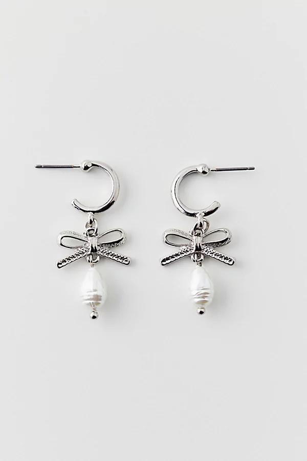 Bow Charm Hoop Earring Womens at Urban Outfitters Product Image