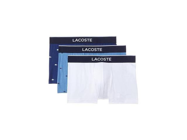 Lacoste 3 Pk Regular Fit Black Based Taping W/ Lacoste Wording In The Middle Front Waist Band (Methylene/Turquin Blue-Wh) Men's Underwear Product Image