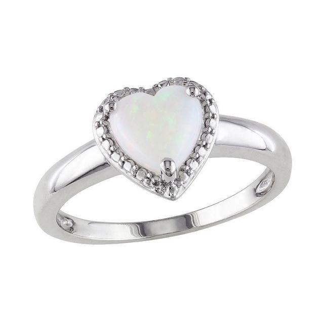 Stella Grace Sterling Silver Opal Heart Ring, Womens Silver Tone Product Image