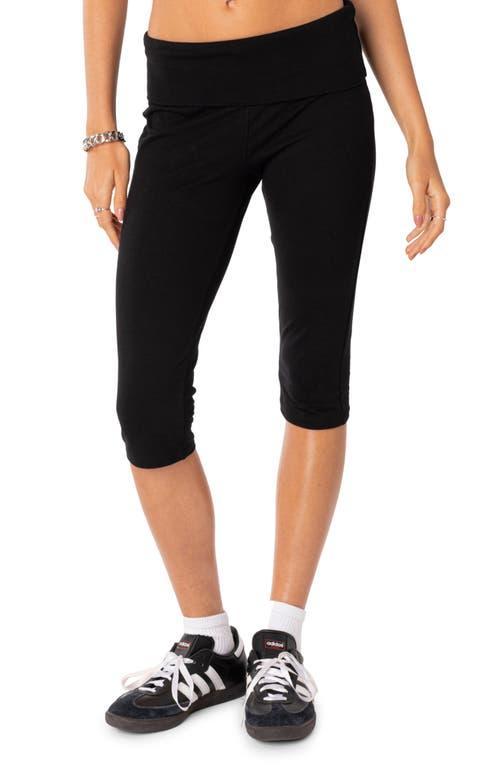 EDIKTED Foldover Stretch Cotton Capri Leggings Product Image