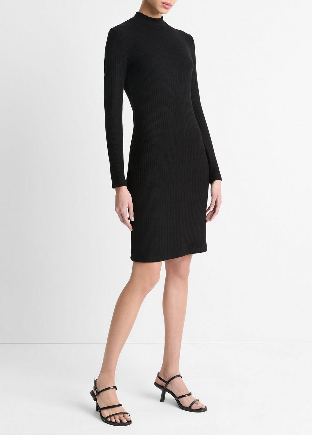 Ribbed Long-Sleeve Short Dress Product Image