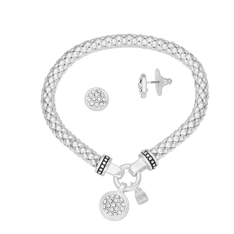 Nine West Silver Tone Crystal Pave Bracelet & Earring Set, Womens, Clear Product Image