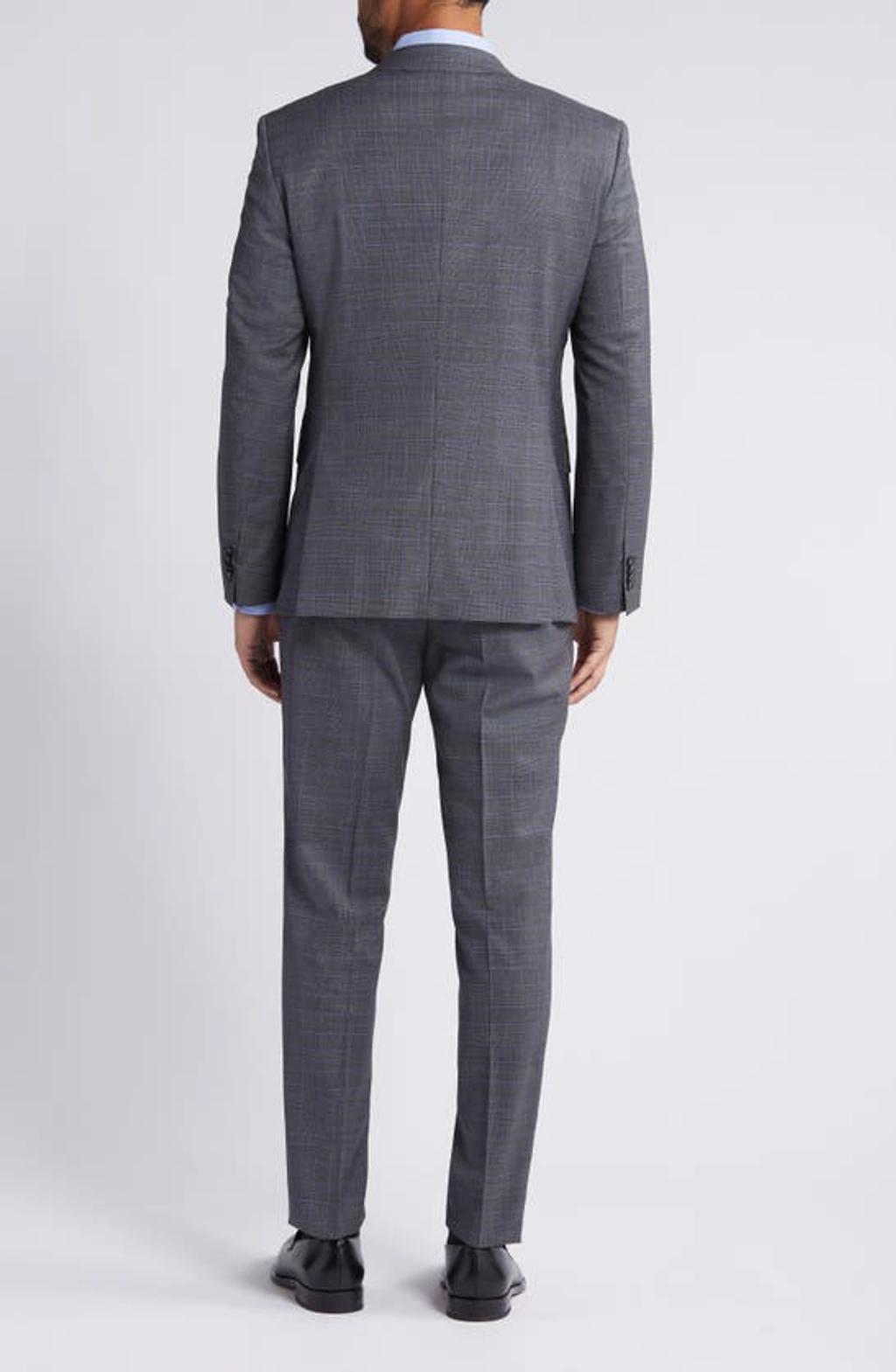 HUGO BOSS Huge Plaid Stretch Wool Suit In Silver Product Image