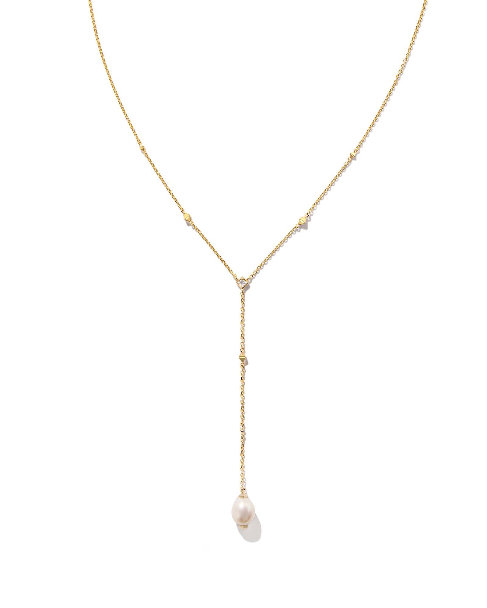 Michelle 14k Yellow Gold Y Necklace in Freshwater Cultured Pearl Product Image