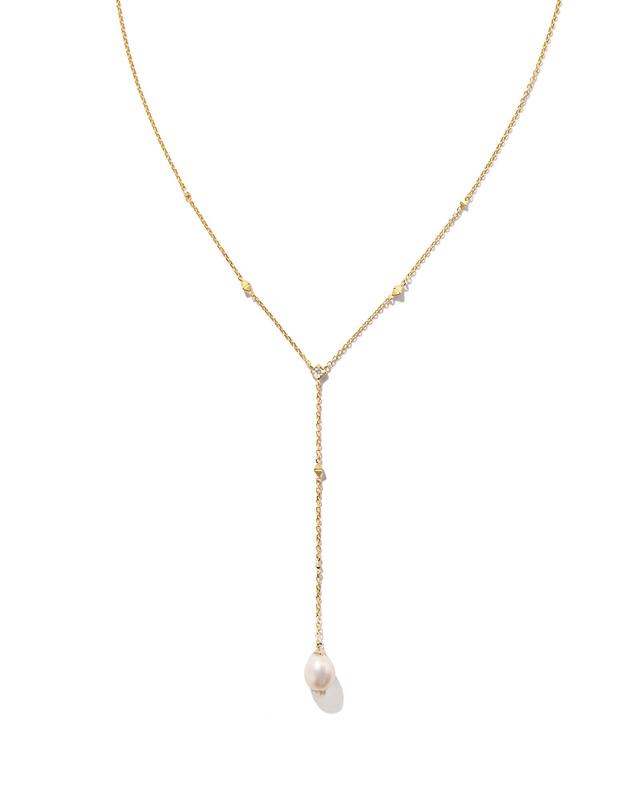 Michelle 14k Yellow Gold Y Necklace in Freshwater Cultured Pearl Product Image