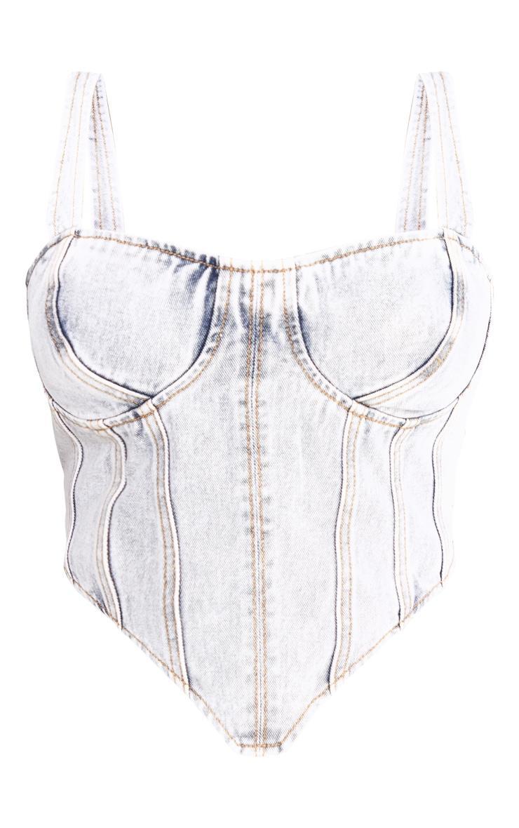 Plus Blue Acid Wash Denim Corset Product Image