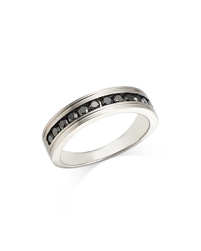 Bloomingdales Fine Collection Mens Black Diamond Band in 14K White Gold, 0.60 ct. t. w. - Exclusive Product Image