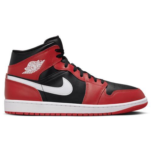 Jordan Mens Jordan AJ 1 Mid - Mens Basketball Shoes Red/Black/White Product Image