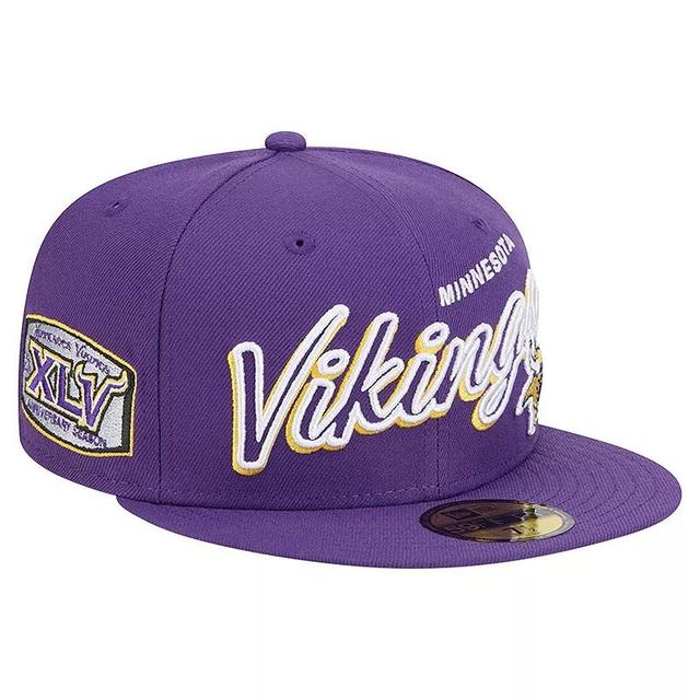 Mens New Era Minnesota Vikings Script Sided 59FIFTY Fitted Hat Product Image