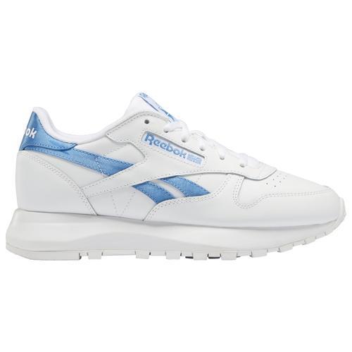 Reebok Womens Classic Leather - Running Shoes White/Blue Product Image