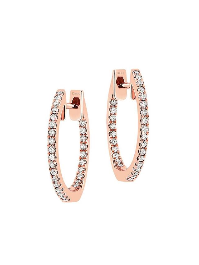 Womens Graphique 18K Rose Gold & Diamond Hoop Earrings Product Image