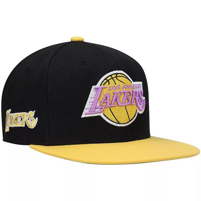 Mens Mitchell & Ness Black and Gold Los Angeles Lakers Hardwood Classics Snapback Hat - Black Product Image