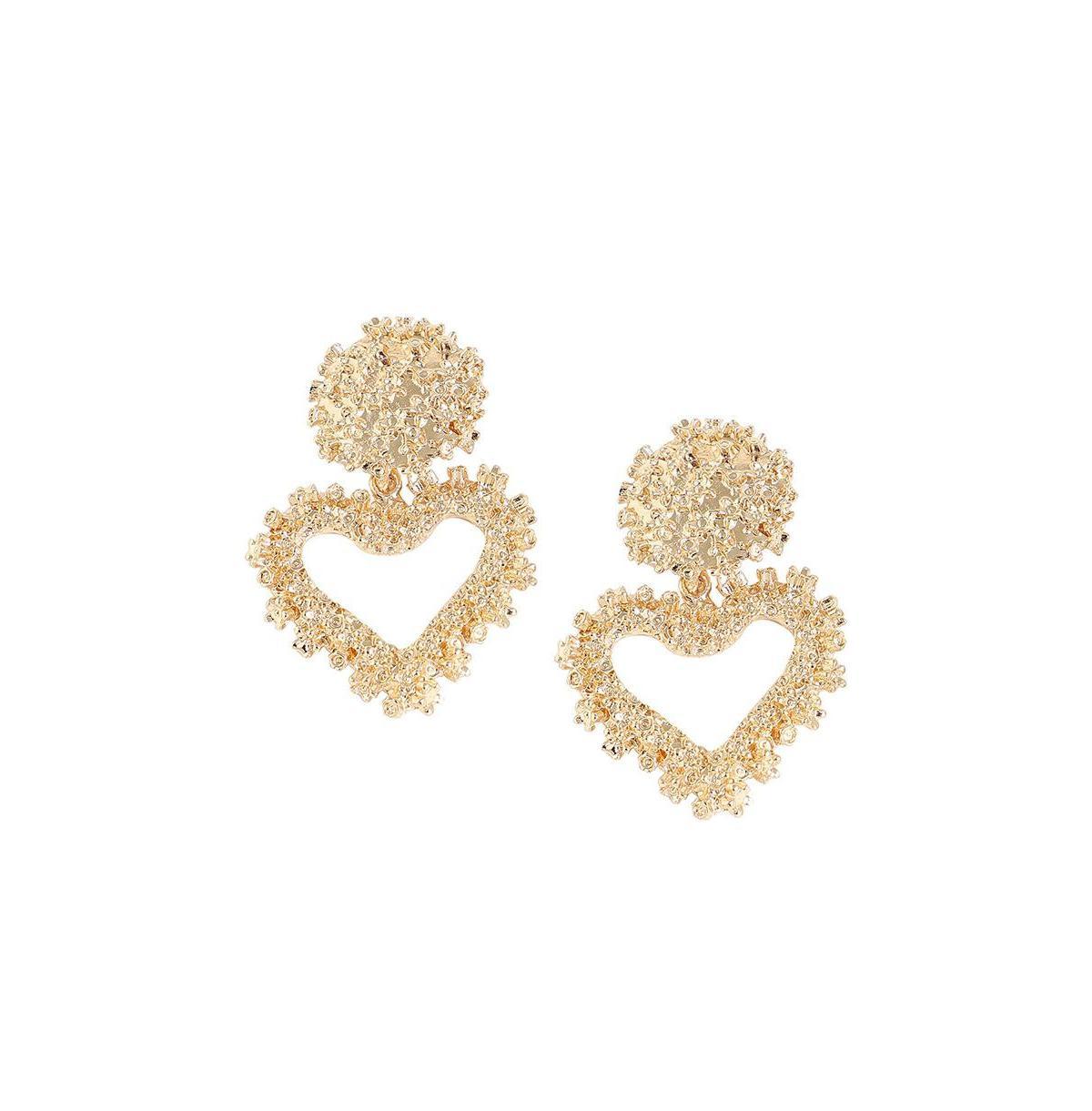 Sohi Womens Gold Corroded Drop Earrings Product Image