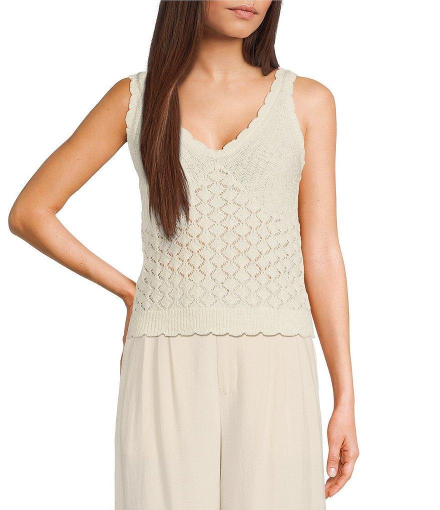 Every Crochet V Neck Sleeveless Tank Top Product Image