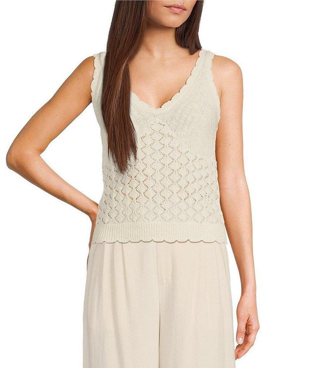 Every Crochet V Neck Sleeveless Tank Top Product Image