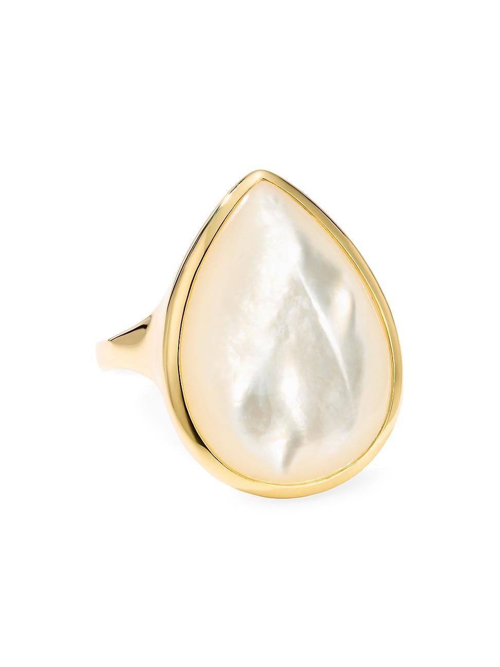 Womens Polished Rock Candy 18K Yellow Gold & Mother-Of-Pearl Medium Teardrop Ring Product Image