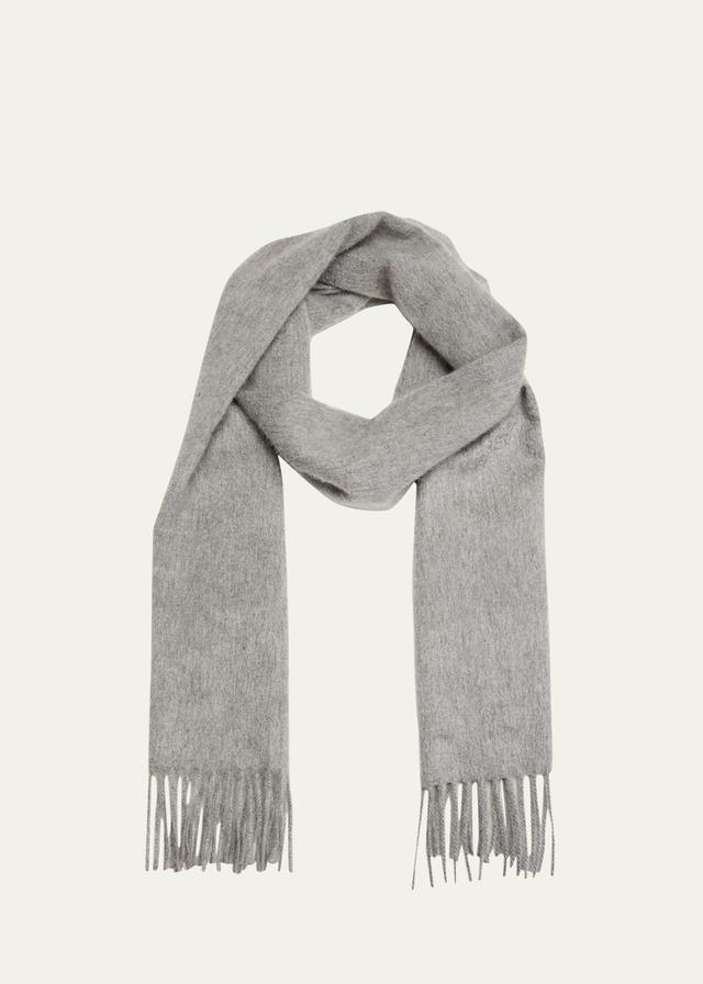 Begg & Co Men's Arran Cashmere Fringe Scarf  - GRAY Product Image