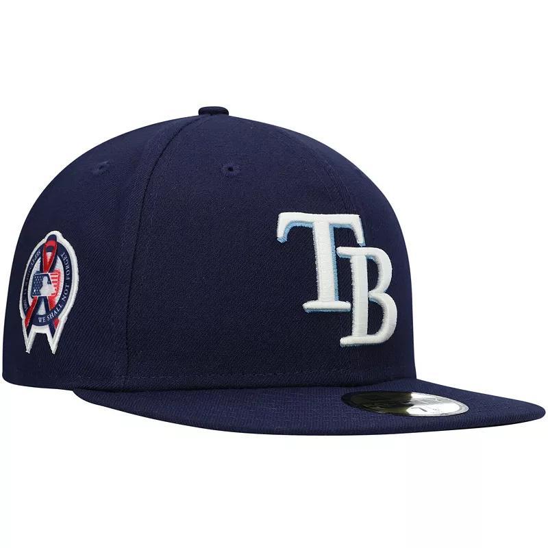 Mens New Era Navy Tampa Bay Rays 9/11 Memorial Side Patch 59FIFTY Fitted Hat RAY Blue Product Image