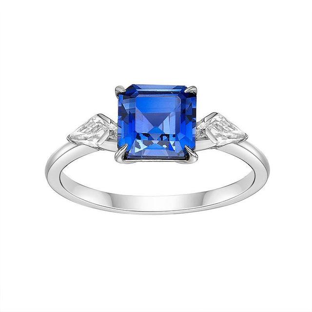 Gemminded Sterling Silver Lab-Created Sapphire & Lab-Created White Sapphire Ring, Womens Blue Product Image