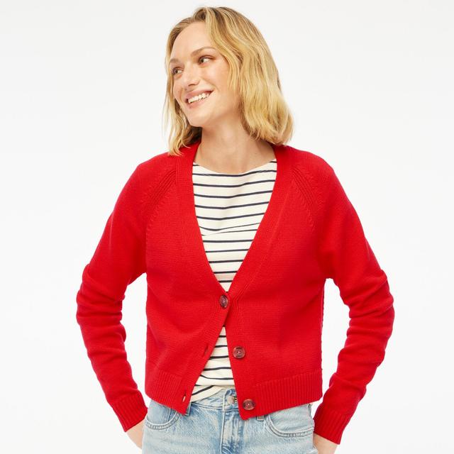 Cotton-blend V-neck cardigan sweater Product Image