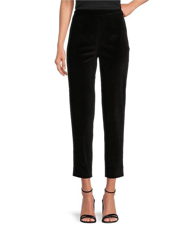 FRANCES VALENTINE Stretch Velvet Flat Front Cropped Pull On Pant Product Image