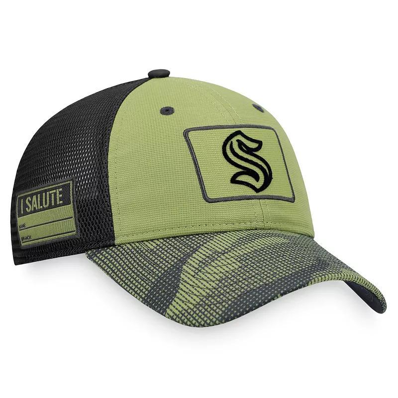 Mens Fanatics Branded Camo/Black Seattle Kraken Military Appreciation Snapback Hat Product Image