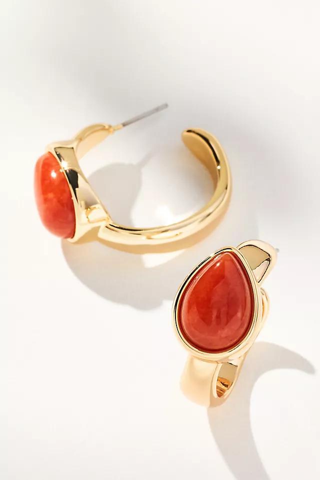 Stone-Inset Hoop Earrings Product Image