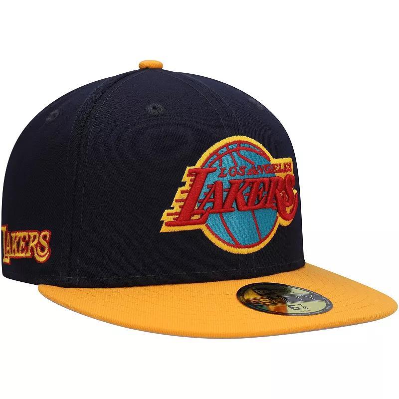 Mens New Era /Gold Los Angeles Lakers Midnight 59FIFTY Fitted Hat Blue Product Image