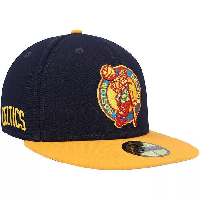 Mens New Era /Gold Boston Celtics Midnight 59FIFTY Fitted Hat Blue Product Image