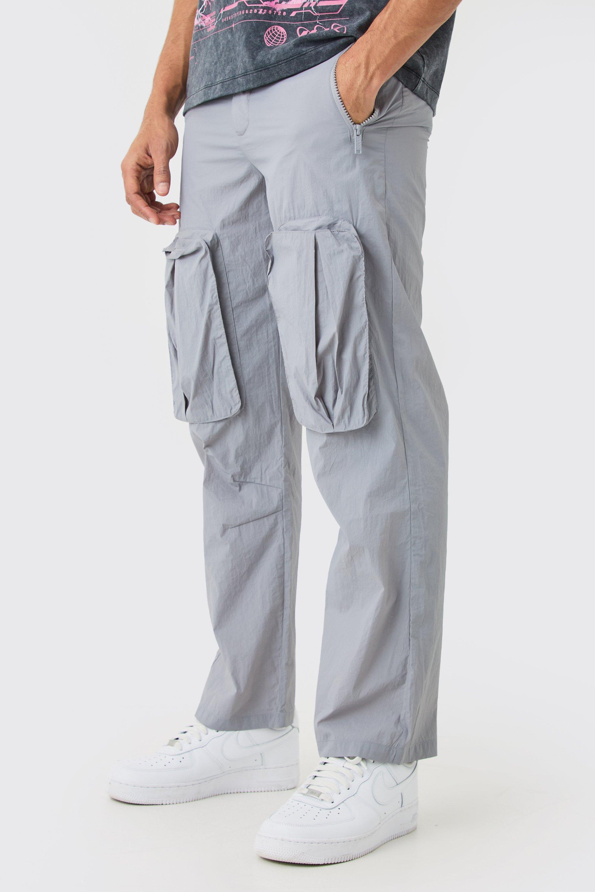 Fixed Waist Relaxed Crinkle Nylon Cargos | boohooMAN USA Product Image