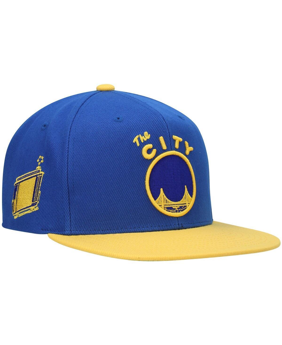 Mens Mitchell & Ness Royal/Gold Golden State Warriors Hardwood Classics Snapback Hat Product Image