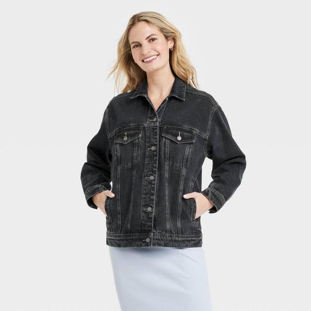 Womens 90s Baggy Trucker Jacket - Universal Thread Black Wash M Product Image