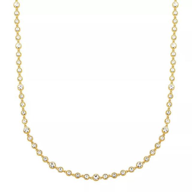 18k Gold over Bronze Bezel Set Crystal Necklace, Womens Gold Tone Product Image