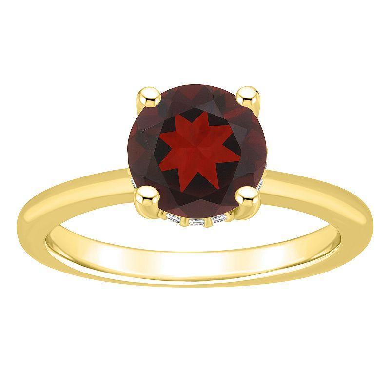 Alyson Layne 14k Gold Round Garnet & Diamond Accent Ring, Womens Product Image