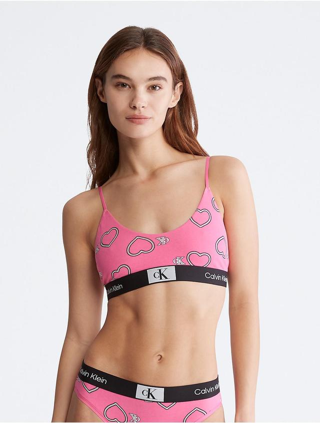 Calvin Klein Womens Calvin Klein 1996 V-Day Cotton Stretch Unlined Bralette - Black - XS Product Image