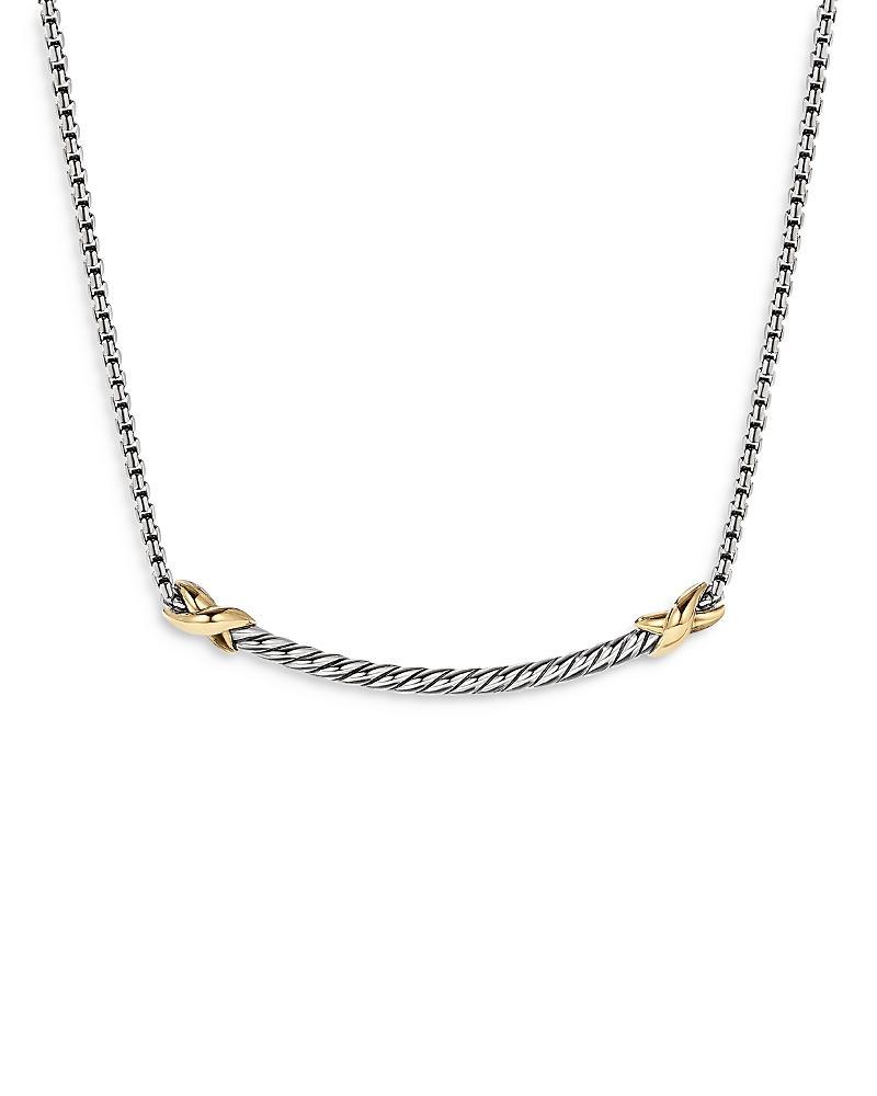 Womens Petite X Bar Necklace With 18K Yellow Gold Product Image