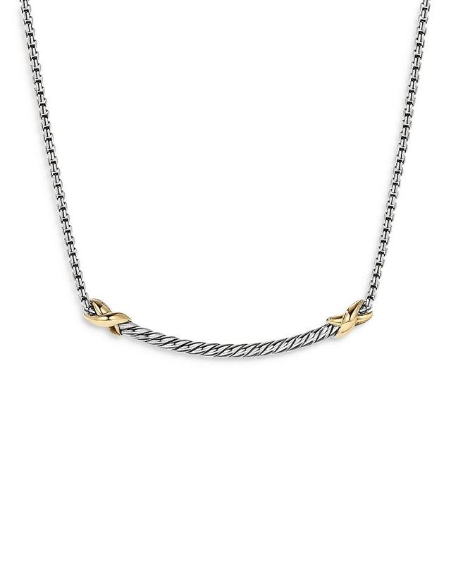 David Yurman Sterling Silver & 18K Yellow Gold Petite X Bar Necklace, 15 Product Image